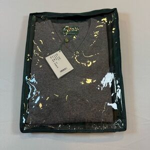 Alan Paine Haddington 100% Cashmere V-Neck Sweater Gray Size 50 NWT $395